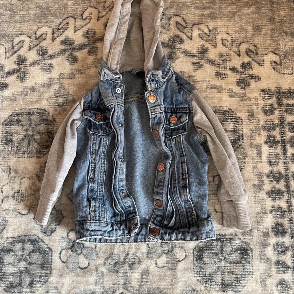 Little Bipsy Blue and Gray Jean Jacket with Hoodie